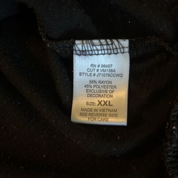 EYESHADOW black w/ floral design pom-pom trim camisole adjustable straps SZ XXL - Picture 7 of 10